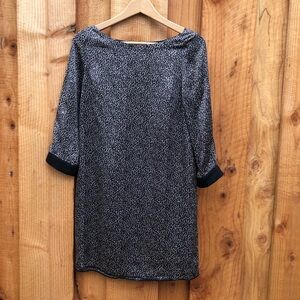 ZARA 100% Silk Leopard Print Boat Neck Long Sleeves Women Mini Dress size M